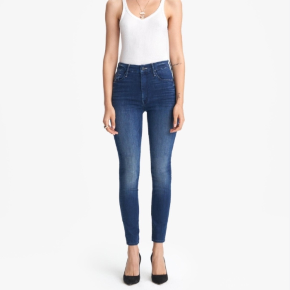 MOTHER High Waisted Looker Ankle The Road to Paradise Skinny Straight Jean